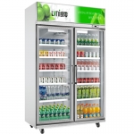 绿零二门冷藏展示柜SGZ-1000L2F 冷藏保鲜展示柜 饮料展示柜 超市冷藏展示柜